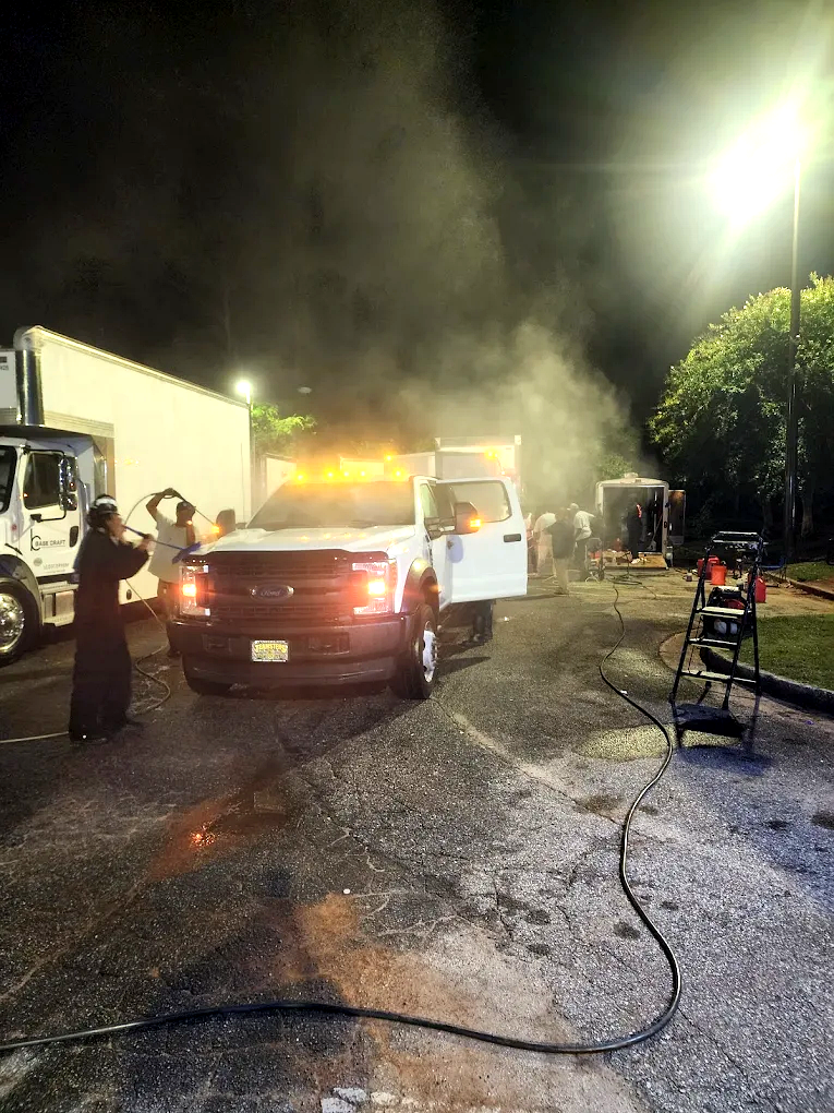 Ford truck steam wash at night - Stone Mountain, GA
